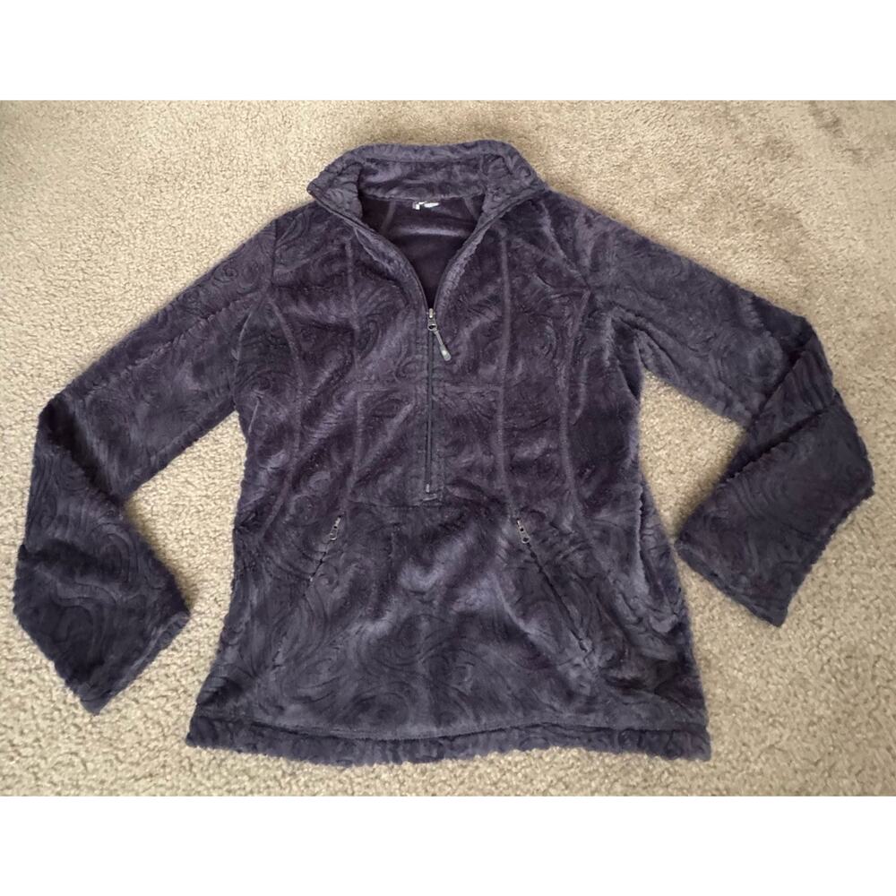 Athleta Textured Fleece Pullover Jacket Womens Medium 1/4 Zip Cozy Athleisure